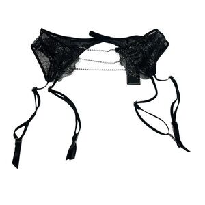 NWT Meshki Electra Lace Crystal Suspender Black/Silver Size M